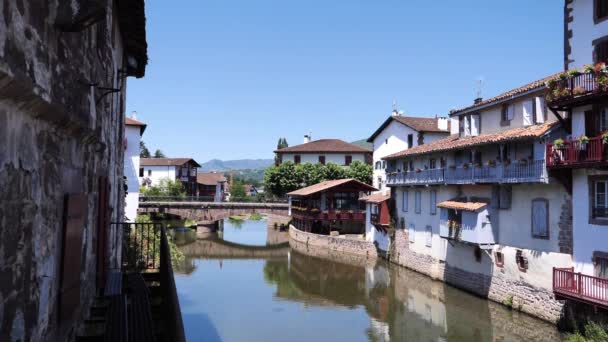 Bonita Aldeia Saint Jean Pied Port Montanhas Dos Pirenéus França — Vídeo de Stock