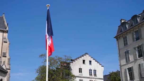 Французький Прапор Синє Небо — стокове відео