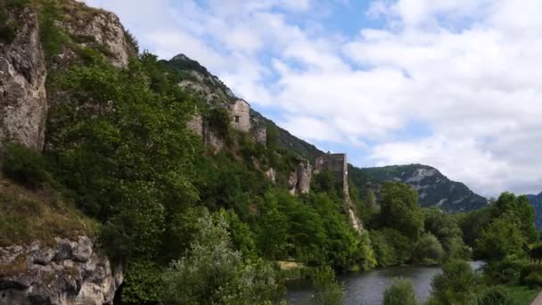 Tarascon Sur Ariege Castella Tower Now Also Clock Tower — Video Stock