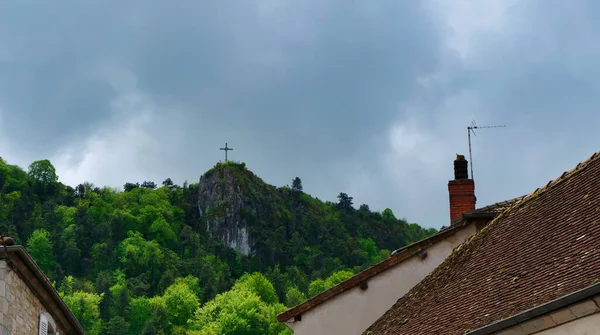 Vista Della Croce Dan Del Villaggio Poligny Francia — Foto Stock