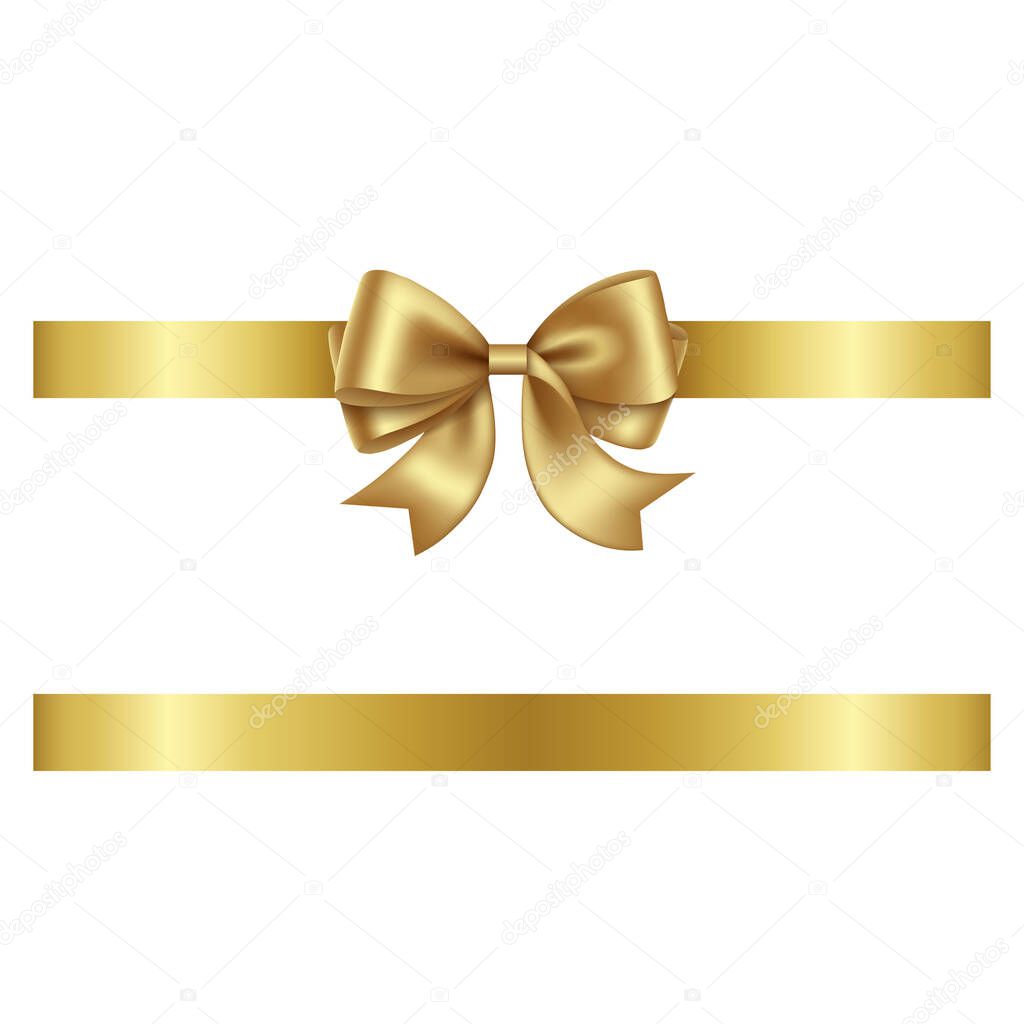 Gold bow and ribbon vector