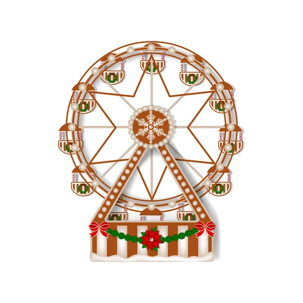 Rueda Ferris Navidad Pan Jengibre Aislado — Archivo Imágenes Vectoriales