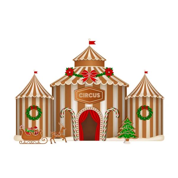 Kerst Peperkoek Circus Met Koekjes Snoepjes — Stockvector