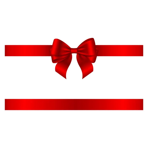 Red Bow Ribbon Birthday Christmas Decorations — Stockvektor