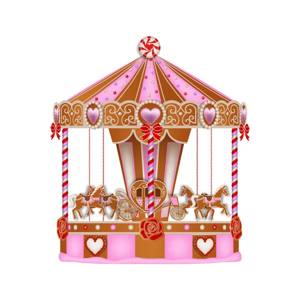 Valentijnsdag Bruiloft Peperkoek Carosuel — Stockvector