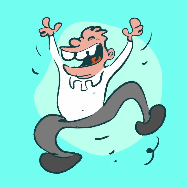Feliz Homem Saltando Desenho Animado Estilo Vetor Ilustração Ilustrações De Stock Royalty-Free