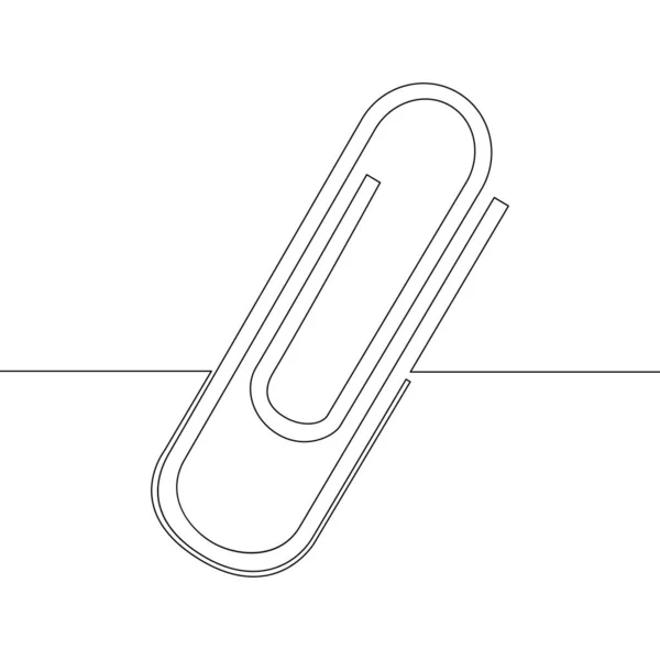 Continuous One Single Line Drawing Paper Clip Joindre Une Icône — Image vectorielle