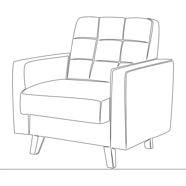 Continuous Uma Única Linha Desenho Cadeira Ícone Vetor Ilustração Conceito — Vetor de Stock