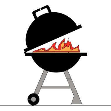 Düz renkli aralıksız sanat çizimi barbekü mangal mangalı piknik pişirme barbekü partisi ikonu vektör çizimi konsepti