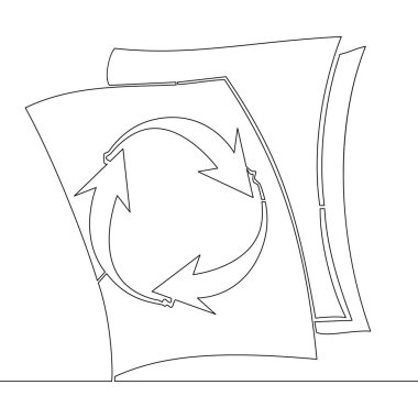 Aralıksız tek bir satır çizerek belge akışı ikon vektör illüstrasyon kavramını kopyala