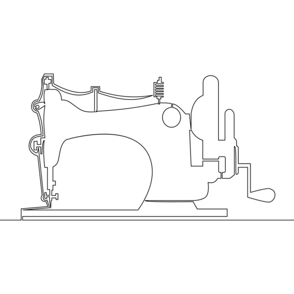 Contínuo Uma Única Linha Desenho Retro Máquina Costura Ícone Vetor —  Vetores de Stock