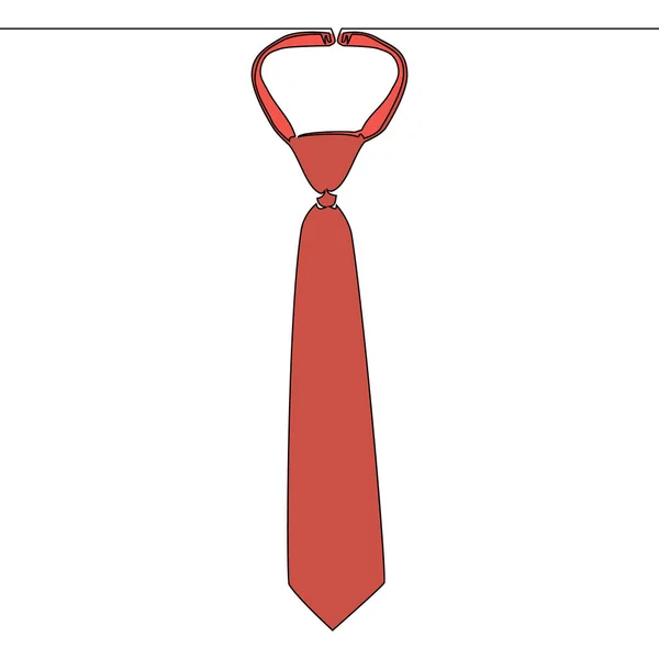 Plano Colorido Linha Contínua Arte Desenho Gravata Vermelho Necktie Ícone — Vetor de Stock