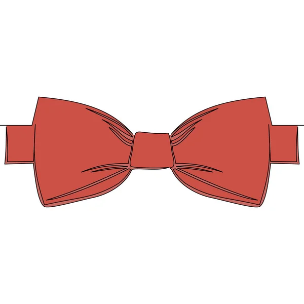 Flat Colorful Continuous Line Art Drawing Red Bow Tie Icon — Stockvektor