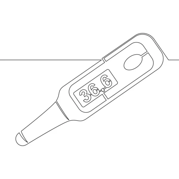 Continuous One Single Line Drawing Thermometer Medical Equipment Icon Vector — Stock Vector