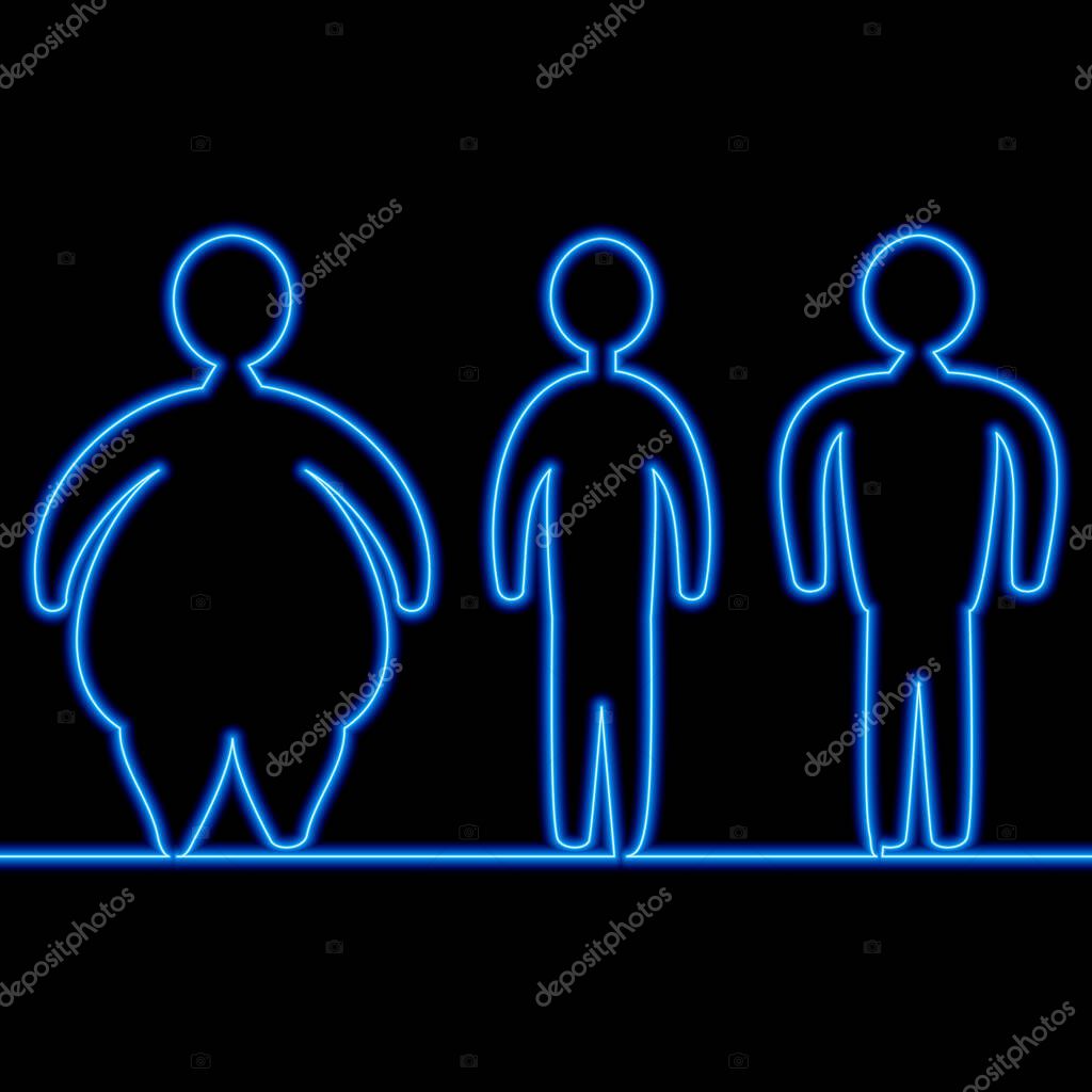 Continuous one single line drawing weight loss icon neon glow vector illustration concept
