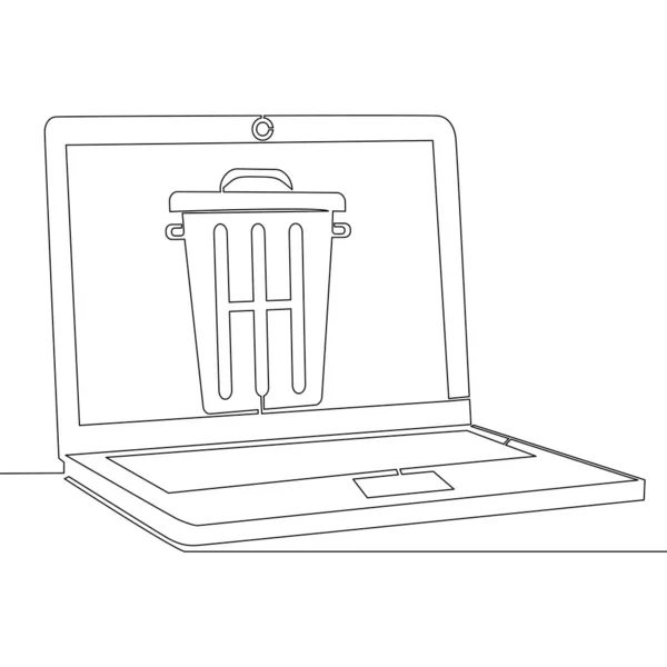 Ciągły Jeden Wiersz Rysunek Laptop Ekranukosz Może Ikona Wektor Ilustracji — Wektor stockowy