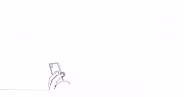 Kendini çizen çizgi animasyoncusu akıllı telefon sürekli çizgi konseptini kullanıyor.