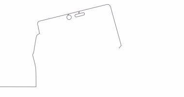 Kişisel çizim çizgi animasyonu tablet aralıksız çizgi konseptini kullanarak eli kapat