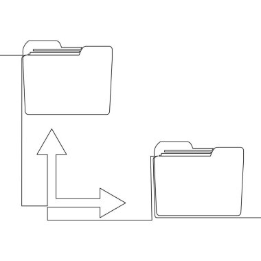 Veri aktarım ikonu vektör illüstrasyon kavramını sürekli olarak çizen tek bir çizgi