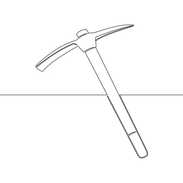 Continu Een Enkele Lijn Tekening Mijnbouw Pickaxe Pictogram Vector Illustratie — Stockvector