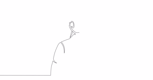 Self Draw Line Animation Female Customer Service Operator Continuous Line — 비디오