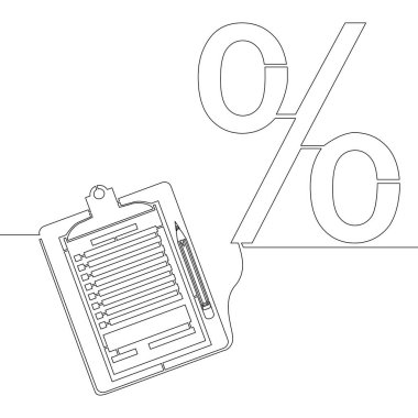 Sürekli tek satır halinde kredi sözleşmesi yüzde ikon vektör çizimi kavramı