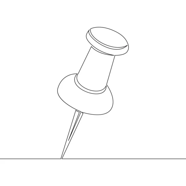 Continu Een Enkele Lijn Tekening Papier Pin Pushpin Pictogram Vector — Stockvector