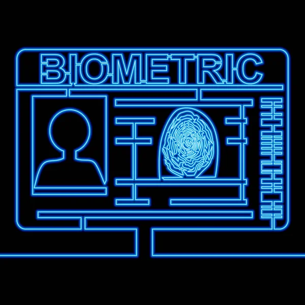 Kontinuierliche Einzeilige Zeichnung Reisepass Mit Biometrischen Daten Icon Neon Glow — Stockvektor