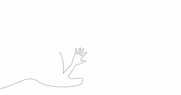 Self Drawing Line Animation Hands Partnership Coworking Continuous Line Concept — Stock Video