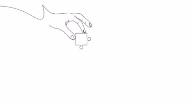 Kendi kendine çizim çizimi animasyon elleri bulmaca çözmede sürekli çizgi çizimi kavramı