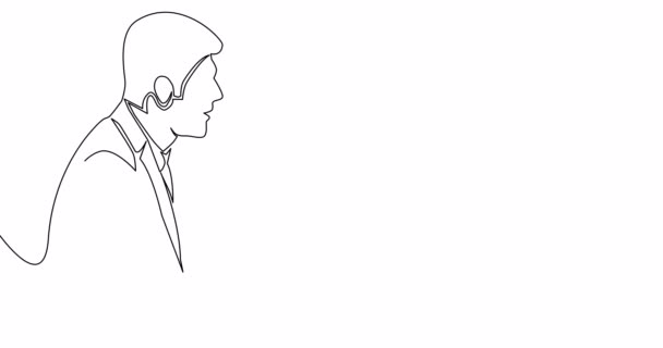 Auto Desenho Animação Linha Discussão Homem Mulher Linha Contínua Desenhada — Vídeo de Stock