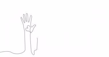 Kendi kendine çizim çizgisi animasyonu Eller gönüllü çizim konsepti