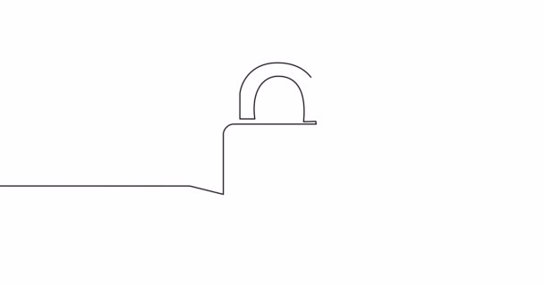 Self Drawing Line Animation Security Lock Continuous Line Drawn Concept — ストック動画