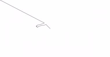 Kendini çizen çizgi animasyoncusu sürekli bir ip üzerinde yürüyor.