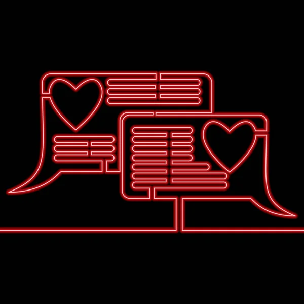 Çerçeve Sevgi Sohbet Simgesi Neon Işıklı Vektör Illüstrasyon Kavramını Sürekli — Stok Vektör