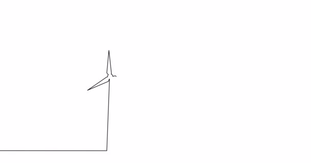 自己描画ラインアニメーション風力タービン代替エネルギー連続線描画コンセプト — ストック動画