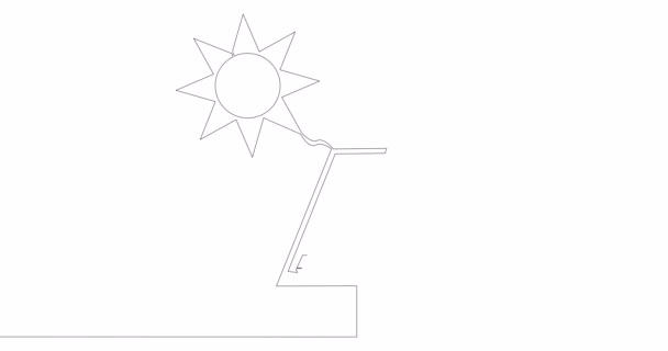 Auto Desenho Animação Linha Solar Painel Energia Alternativa Energia Contínua — Vídeo de Stock