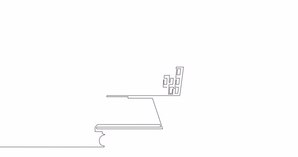 Автоматическая Рисование Линии Анимации Корзина Непрерывная Линия Нарисованная Концепция — стоковое видео