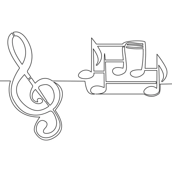 Continuous One Single Line Drawing Abstract Music Notes Icon Vector — Stock Vector