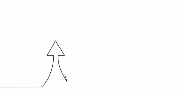 Саморисование Анимация Линии Абстрактная Стрелка Знак Роста Непрерывная Линия Нарисованная — стоковое видео