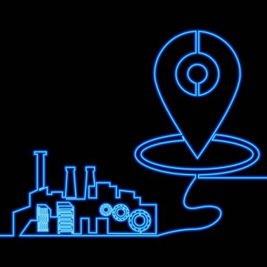 Otomatik tedarik zincirini yeniden destekleyen tek bir çizginin devamlılığı Yerel üretim Fabrikaları ikon neon ışıltı vektör illüstrasyon kavramı