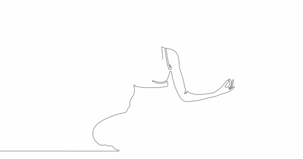Linia Samodzielnego Rysowania Animacja Kobieta Medytująca Ciągły Jeden Wiersz Narysowane — Wideo stockowe