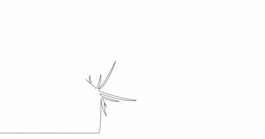 Kendinden çizim çizgisi animasyonu mutlu iş adamını alkışlıyor sürekli tek bir çizgi konsept çiziyor.