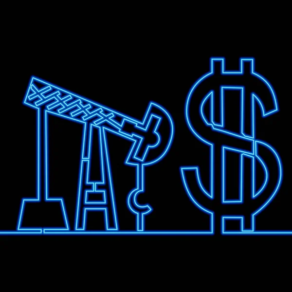 Continuous Une Ligne Dessin Pétrole Derrick Extraction Minéraux Icône Coût — Image vectorielle