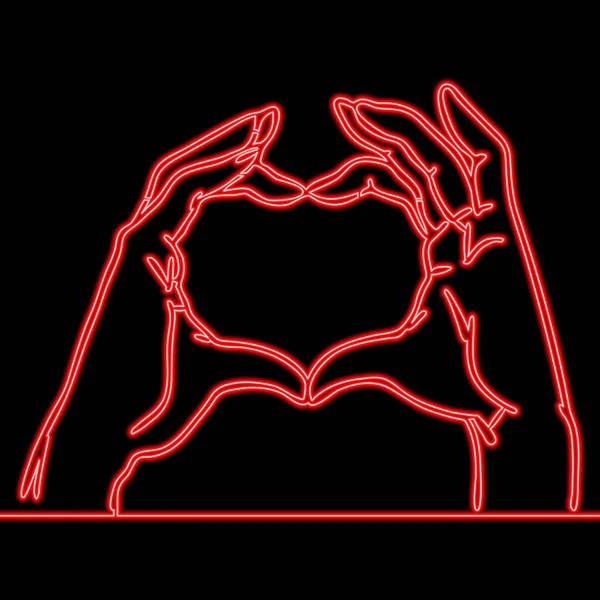 Continuous One Single Line Drawing Hands Heart Shape Love Icon — Stock Vector