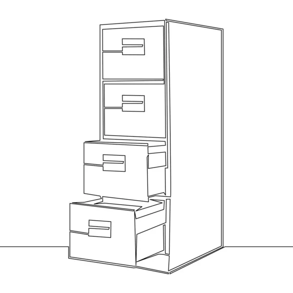 Continu Een Enkele Lijn Tekening Groot Kantoor Bestand Kast Pictogram — Stockvector