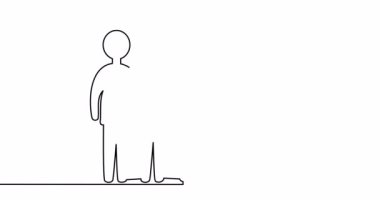 Self drawing line animation team members standing together continuous line drawn concept video