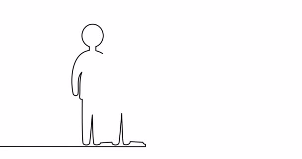 Self Drawing Line Animation Team Members Standing Together Continuous Line — Vídeos de Stock