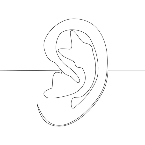 Continuous One Single Line Drawing Human Ear World Deaf Day —  Vetores de Stock