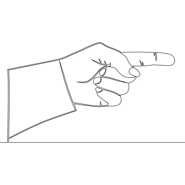 Continuous One Single Line Drawing Hand Pointing Direction Icon Vector — ストックベクタ